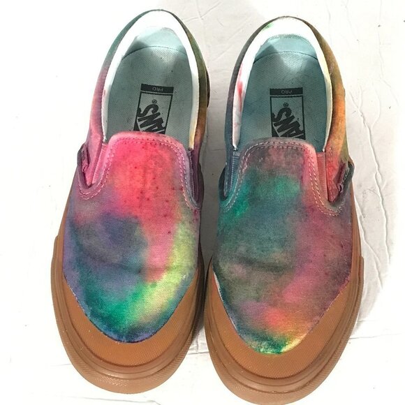 VANS Vintage Rare Tie Dye Skate Shoes Mens Size 7.5 Tied Dyed Slip On Loafers main image 5